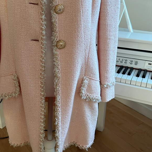 CHANEL Light Pink Jacket Coat Size 44 Cotton Stunning Chanel Feminine Elegant - Picture 12 of 17
